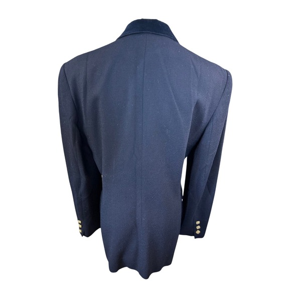 JONES NEW YORK VTGE Navy Velvet Collar Double Breasted Blazer SZ 8 Gold Buttons - Picture 6 of 15